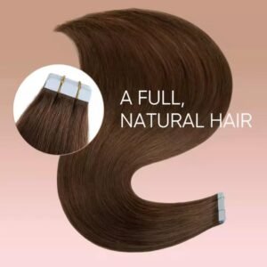 Extensiones Tape-In de Cabello Humano Natural Lacio 24” 100g Castaño