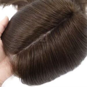 Topper de Cabello Humano Natural Lacio 20” Rubio Miel 100g con Técnica de Inyección Capilar y Clips