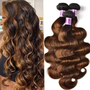 Extensiones Cosidas de Cabello Humano Natural Ondulado 22” 3 Paquetes (300g) Morena Iluminada